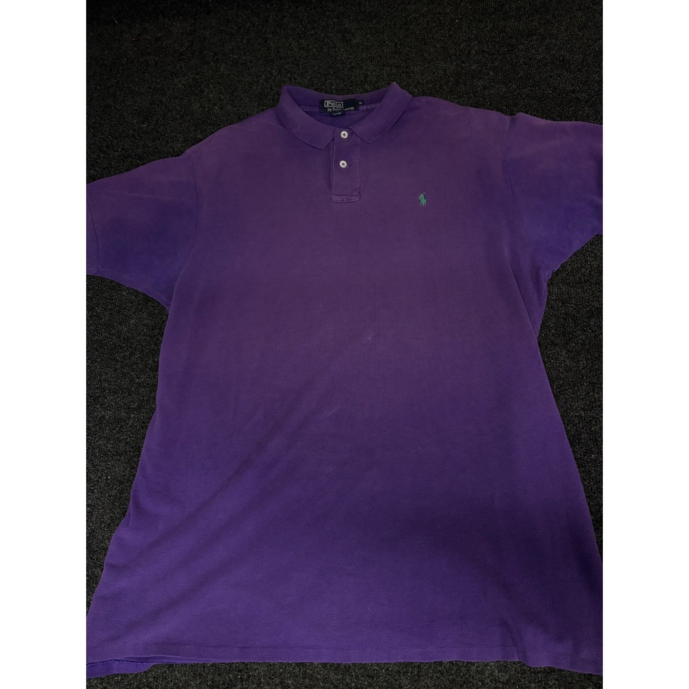 Polo Ralph Lauren Mens XL Purple Short Sleeve Pique Polo Shirt Green Pony Logo